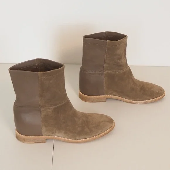 Vince Grayson Suede Leather Concealed Wedge Boots Women's Sz 9 EU 39 in Flint - Picture 3 of 10